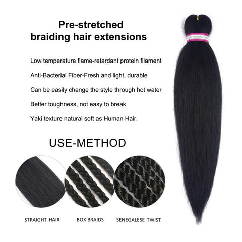 Special Offer Vomella 16 Inch 1B# Pre-stretched Braiding Hair Easy to Twist Yaki Straight Synthetic Hair Extensions