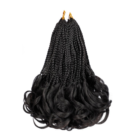 French Curly Box Braids Crochet Hair (7 Packs) Pre Looped Synthetic Hair Extensions 7 Colors