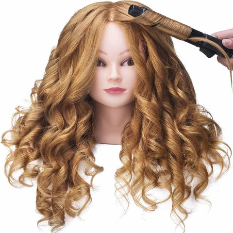 Vomella (3colors) Long Hair Mannequin Head with 60% Real Hair Hairdresser Practice Training Head Cosmetology Manikin Doll Head with Gifts and Clamp