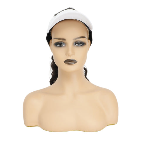 Vomella White Hat Wig New York Style Wig with Ponytail for Women