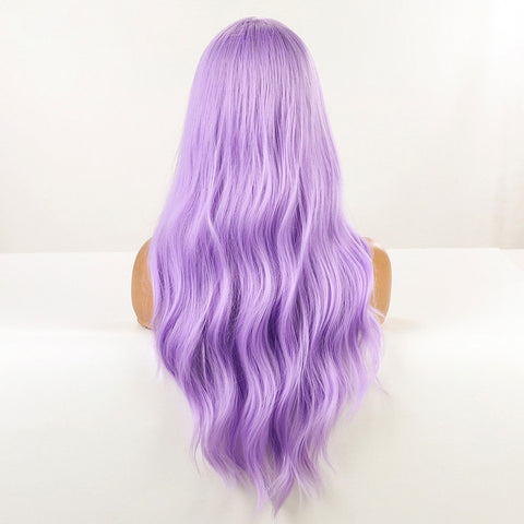 Vomella 28 inch Purple Wig Long Curly Hair Fashionable Cosplay Wavy Wigs New style Wigs