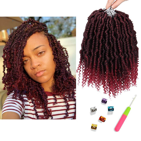Synthetic Bomb Twist Crochet Braids Hair Extensions 10 Inch 6 Packs