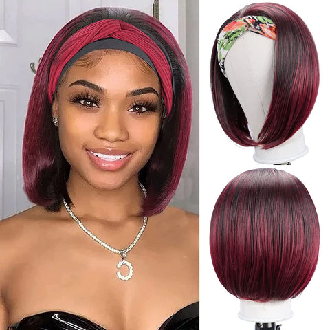 162 Vomella (10" 8colors) Headband Wig Straight Hair Short Bob Wigs for Black Women Glueless No Lace Synthetic Headband Wig