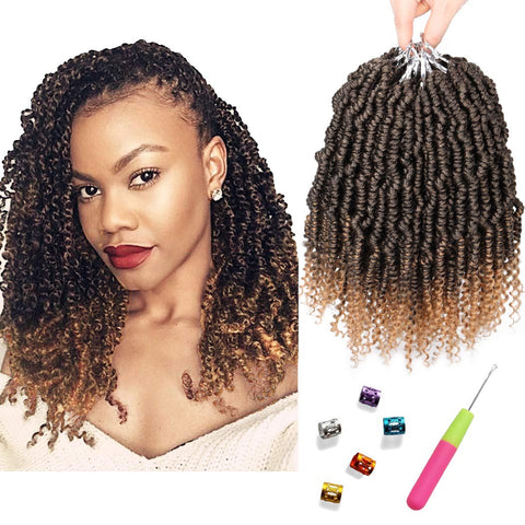 Synthetic Bomb Twist Crochet Braids Hair Extensions 12 Inch 6 Packs