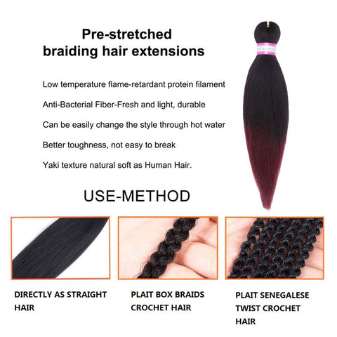 Vomella Easy (12 Inch 6 Colors Pack of 1) Pre-Stretched Braiding Hair Synthetic Braiding Hair, Crochet Braids,Hot Water Setting Braid, Soft Yaki Straight Texture Easy Braid Crochet Hair Extensions for Women