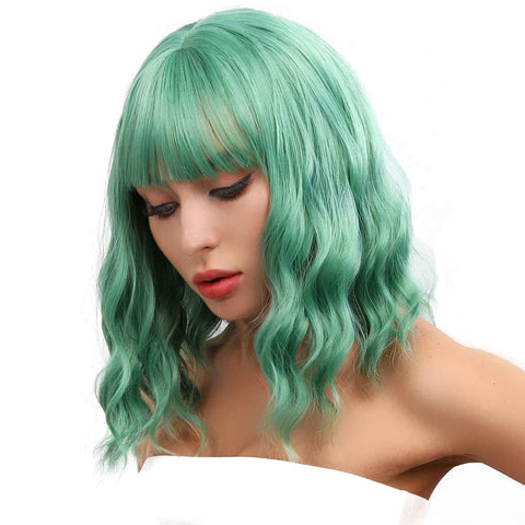 Dorsanee synthetic body wave wig in light green color