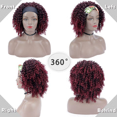011 Vomella (14" T1B/BUG) Curly Headband Wig Synthetic for Black Women None Lace Afro Curly Wigs with Headband