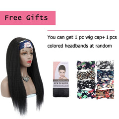 001 Vomella (24inch,1B) Yaki Straight Headband Wig 24 Inches Long Kinky Headband Wigs for Black Women
