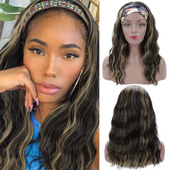 Vomellahair (16inch 4colors) Glueless Headband Wig Synthetic Body Wave Headband Wigs for Black Women