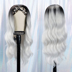 1B/Silver body wave wig