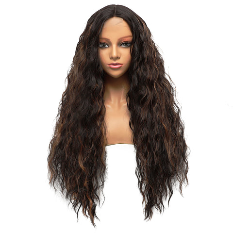 Vomella Highlight Color Curly Wig 30 Inch Middled Part Wig for Women