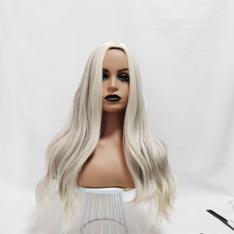 137 Vomellahair 26inch White Mixed Silver Gray Body Wave Wig