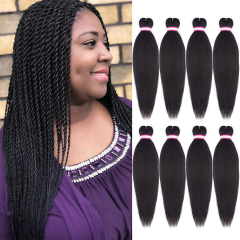 Vomella Easy (20 Inch 4# Color) Pre-Stretched Braiding Hair Synthetic Braiding Hair, 8 packs Crochet Braids,Hot Water Setting Braid, Soft Yaki Straight Texture Easy Braid Crochet Hair Extensions for Women