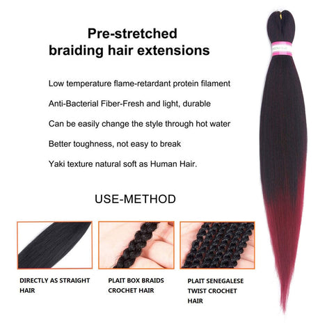 Vomella Easy (28 Inch 5 Colors Pack of 1) Pre-Stretched Braiding Hair Synthetic Braiding Hair, Crochet Braids,Hot Water Setting Braid, Soft Yaki Straight Texture Easy Braid Crochet Hair Extensions for Women