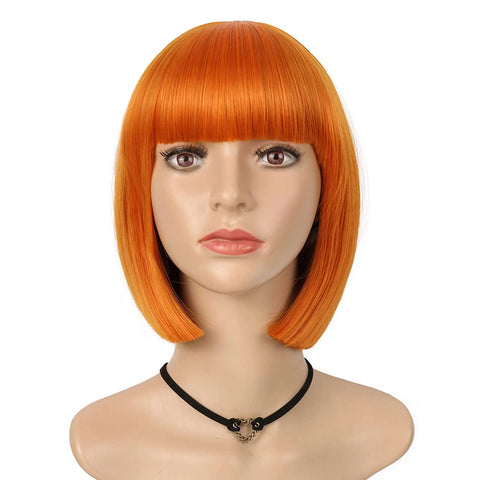 Vomella 12 Inch Orange Color Straight Silky Bob Wigs for Ladies
