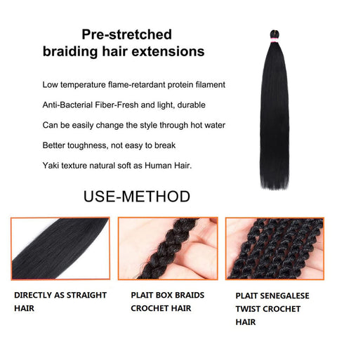 Pre-Stretched Crochet Braiding Hair Extention Synthetic 42" 1 Pack