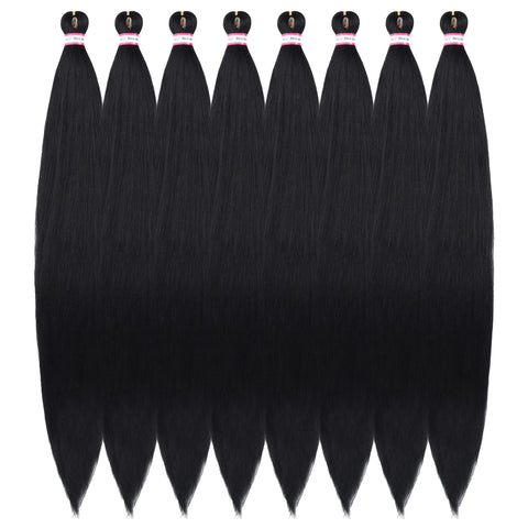 Vomella Easy (12-48 Inch 1B#) Pre-Stretched Synthetic Braiding Hair, 8 packs Crochet Braids Hair Extension