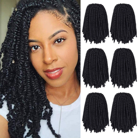 Pre-Twisted Spring Twist Synthetic Crochet Hair Extensions 8 Inch