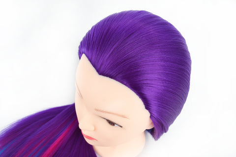 Vomella Traininghead 26"-28" Mannequin Head Hair Styling Training Head Manikin Cosmetology Doll Head Synthetic Fiber Hair Hairdressing Training Model with Clamp Stand Purple Rainbow Color Hair
