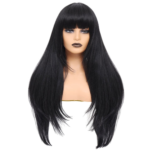 125 Vomella Hair Long Silky Straight Wig with Bangs Synthetic Hair