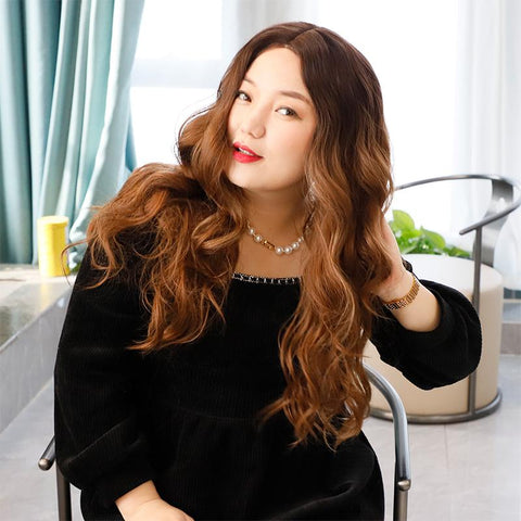 Vomella Ombre Brown Color Fashion Style Natural Wave With Part Lace Wig for Women