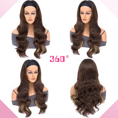175 Vomella 26 Inches Long Wavy Wigs for Women Headband Wig Highlighted Brown Natural Synthetic Hair