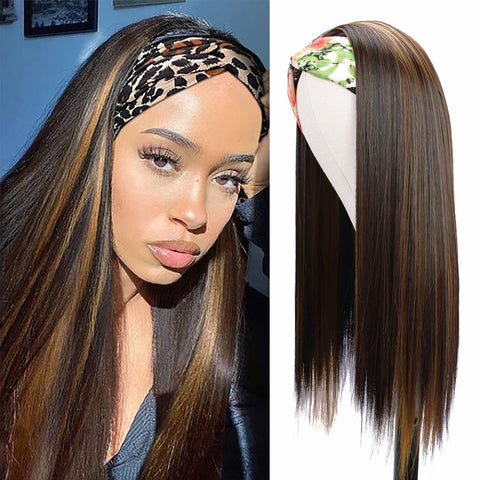 166 Vomella (24",3colors) Long Straight Headband Wigs for Black Women