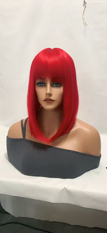 110 Vomellahair 14 inch Straight Bob Wig with Bangs Red Colour 22258