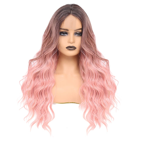 056 Vomella Hair Ombre Pink Wavy Wig Synthetic Hair