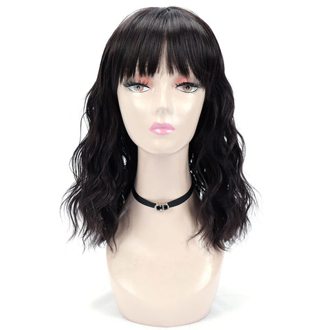 wavy wigs with bangs