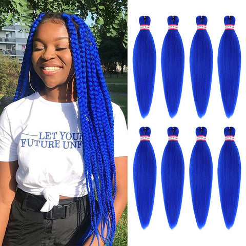 Dorsanee 20" Blue Pre-Stretched Braiding Hair Synthetic 8 packs Crochet Braids Hair Extensions
