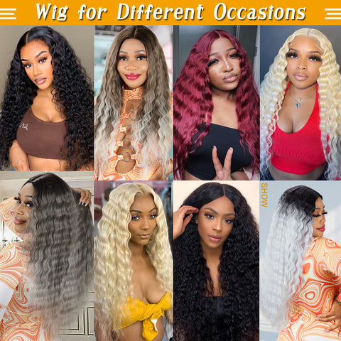 Dorsanee synthetic deep wave lace wigs