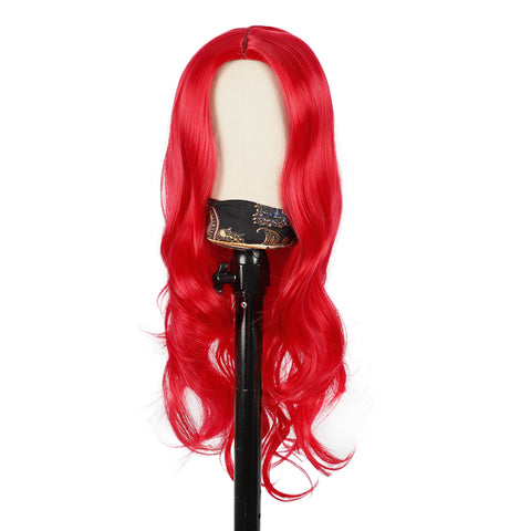 152 Vomella Fancy Hair 22inch Long Bright Red Wavy Wigs for Women Middle Part Synthetic Wigs