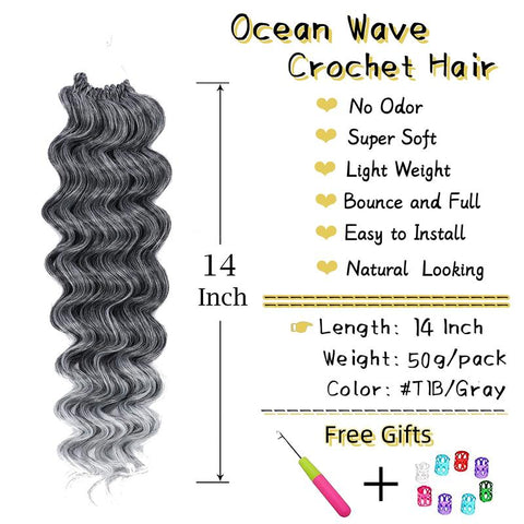 Ocean Wave Synthetic Crochet Braiding Hair 8 Packs T27 12 Inch