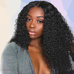 Vomella Water Wave 13x4 Lace Front Human Hair Wigs 20" Natural Black