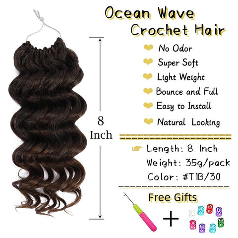 8 inch ocean wave synthetic crochet hair
