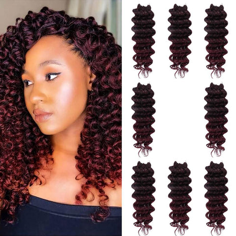Vomella 12" T1B/Bug Ocean Wave Synthetic Crochet Braids Hair Extensions 8 Packs