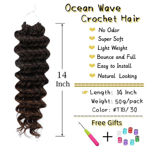 Ocean Wave Synthetic Crochet Braiding Hair 8 Packs T30 8 12 14 Inch