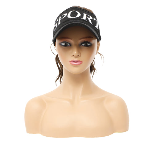 Vomella Hat Wig Sport Pontail Style for Girl Use Hat Wig